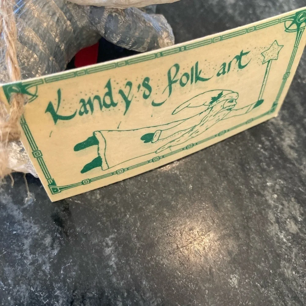 Kandy's Folk Art Kurt Adler Cat Ornament Gray Stripes Christmas